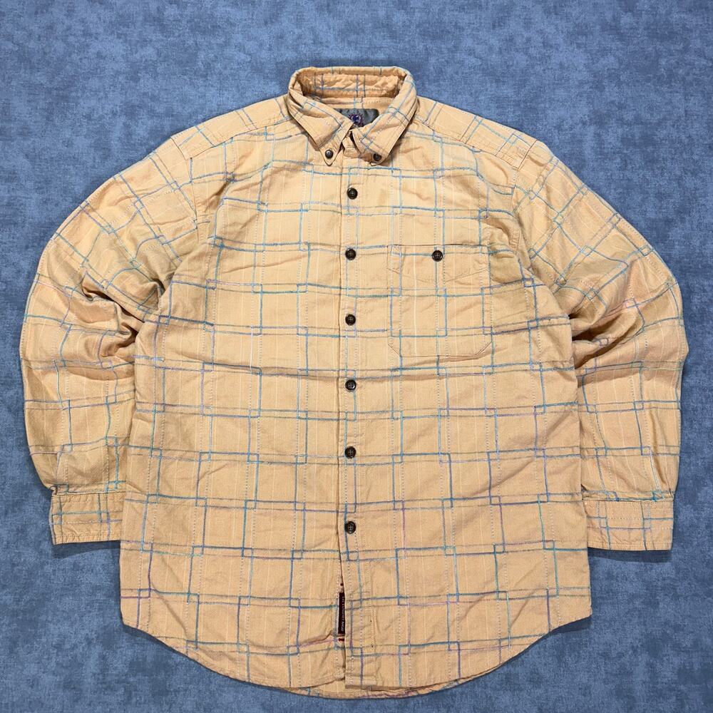 Vintage The Territory Ahead Button Up Shirt Windowpane Plaid Mens M Yellow